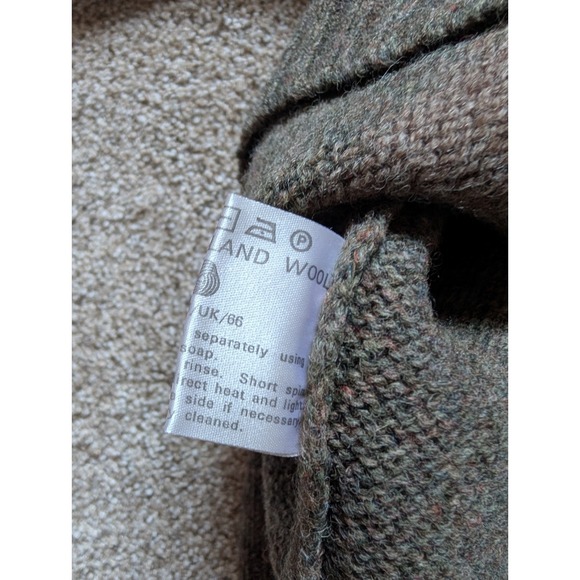 VTG Hepworths Mens Size M 100% Shetland Wool Sweater Olive Brown Natural - Picture 8 of 12